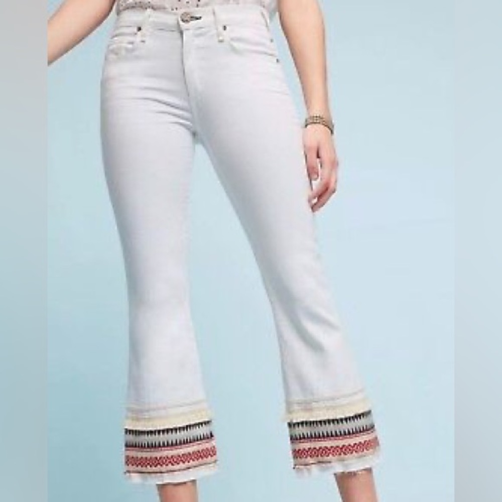 McGuire Denim Amb Embroidered Bootcut Crop Jeans White